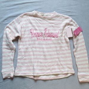 NWT Southern Spirit PEI Pink White Knit Sweater, XS